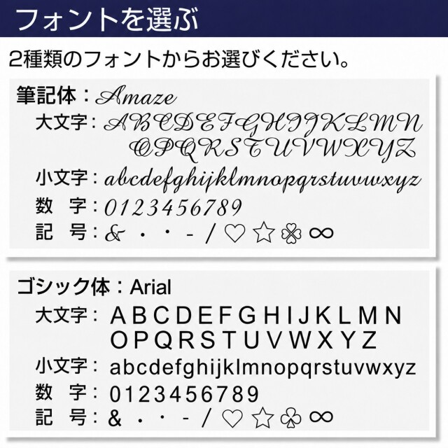 刻印フォントの見本